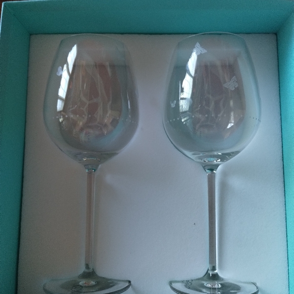 NIB Tiffany's Audubon Red Wine Glasses (Set of 2, Brand New in Box) - Rare - Picture 2 of 5